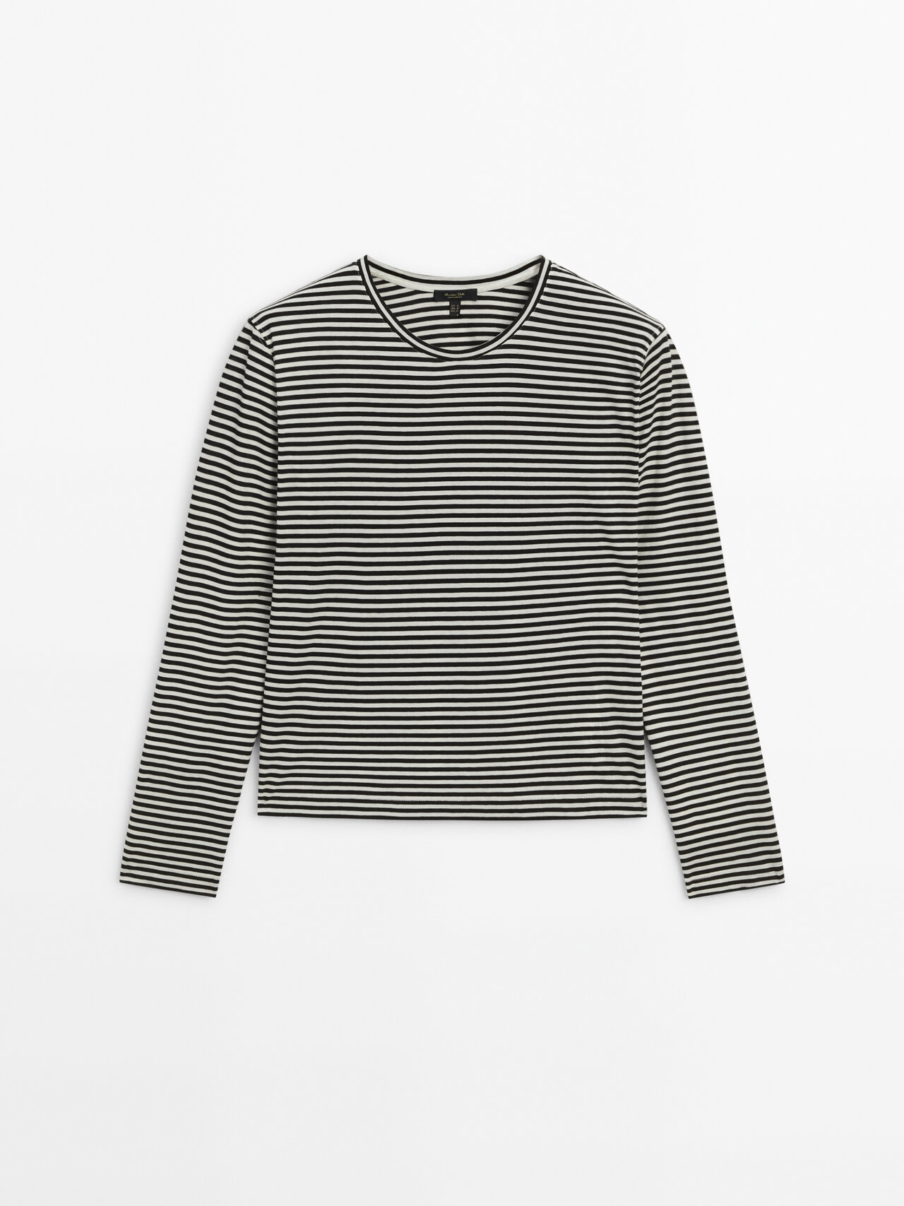 Shop Massimo Dutti Striped Long Sleeve Cotton T-shirt In Black
