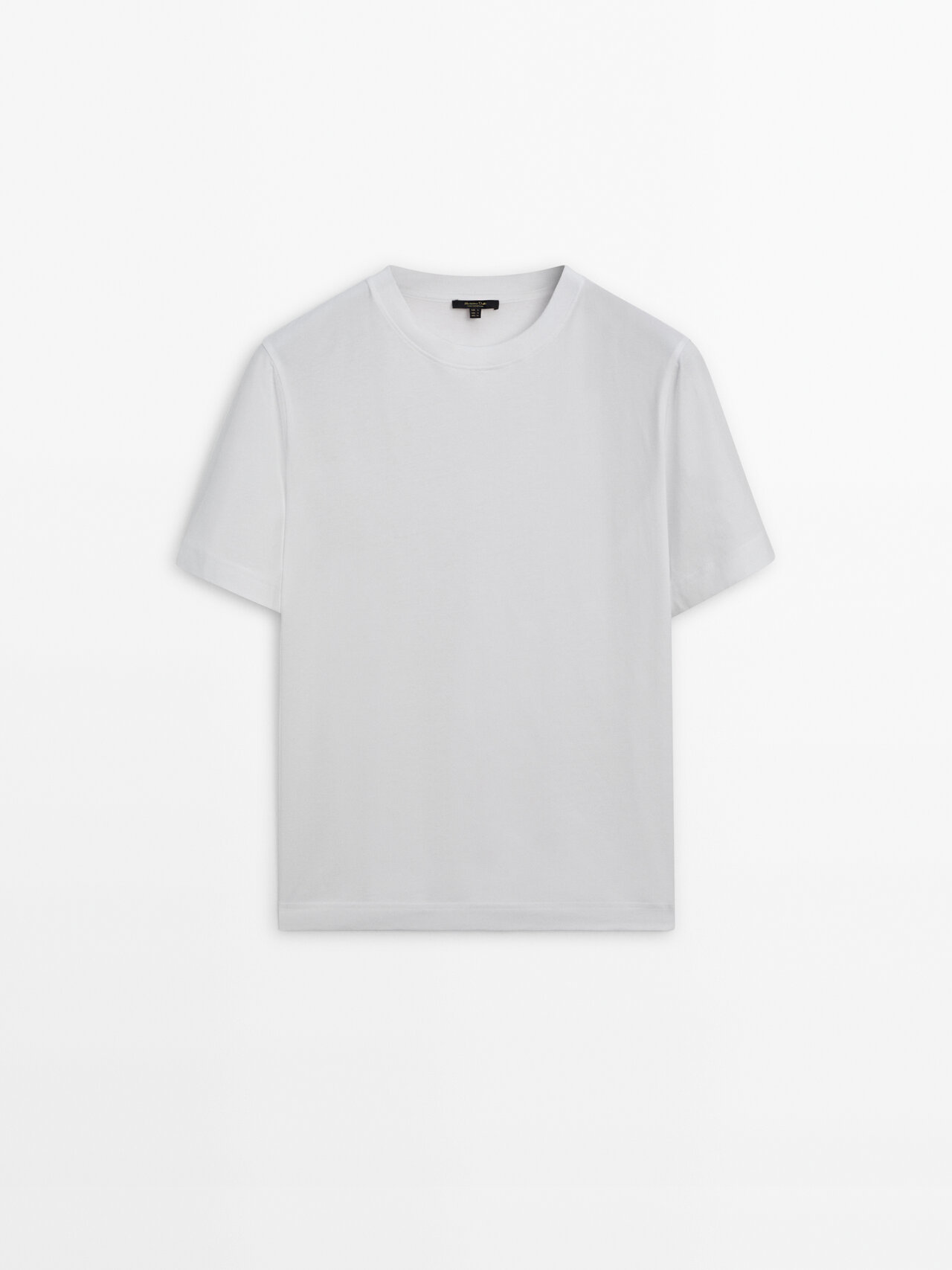 Massimo Dutti Crew Neck Cotton Boyfriend T-shirt In Gebrochen Weiss