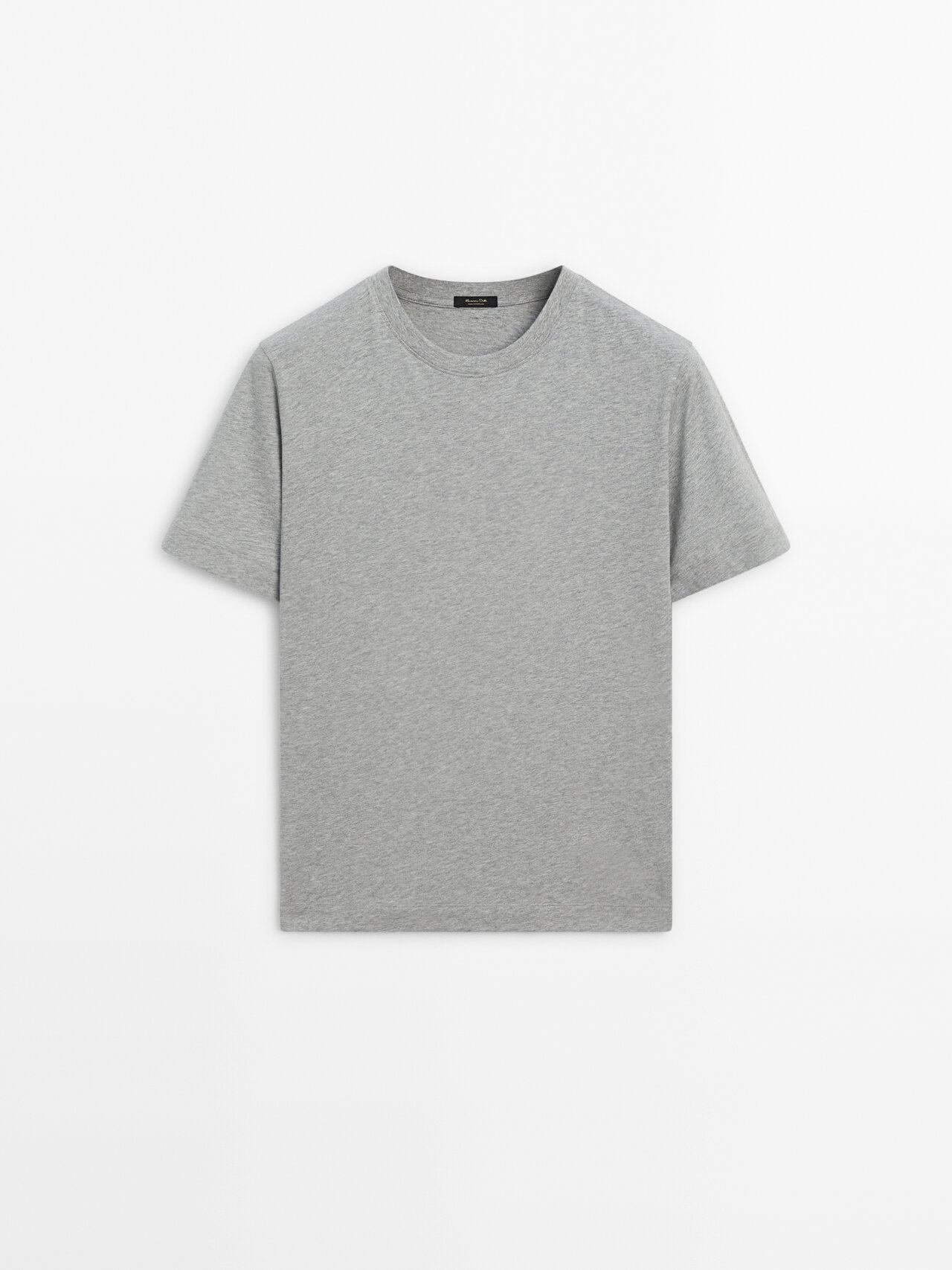 Massimo Dutti Crew Neck Cotton Boyfriend T-shirt In Grey Marl