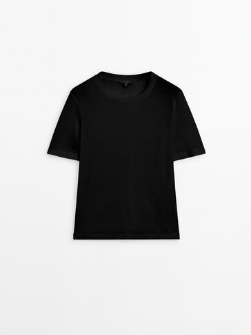 100% linen short sleeve T-shirt · Black, Cream · T-shirts And Polo