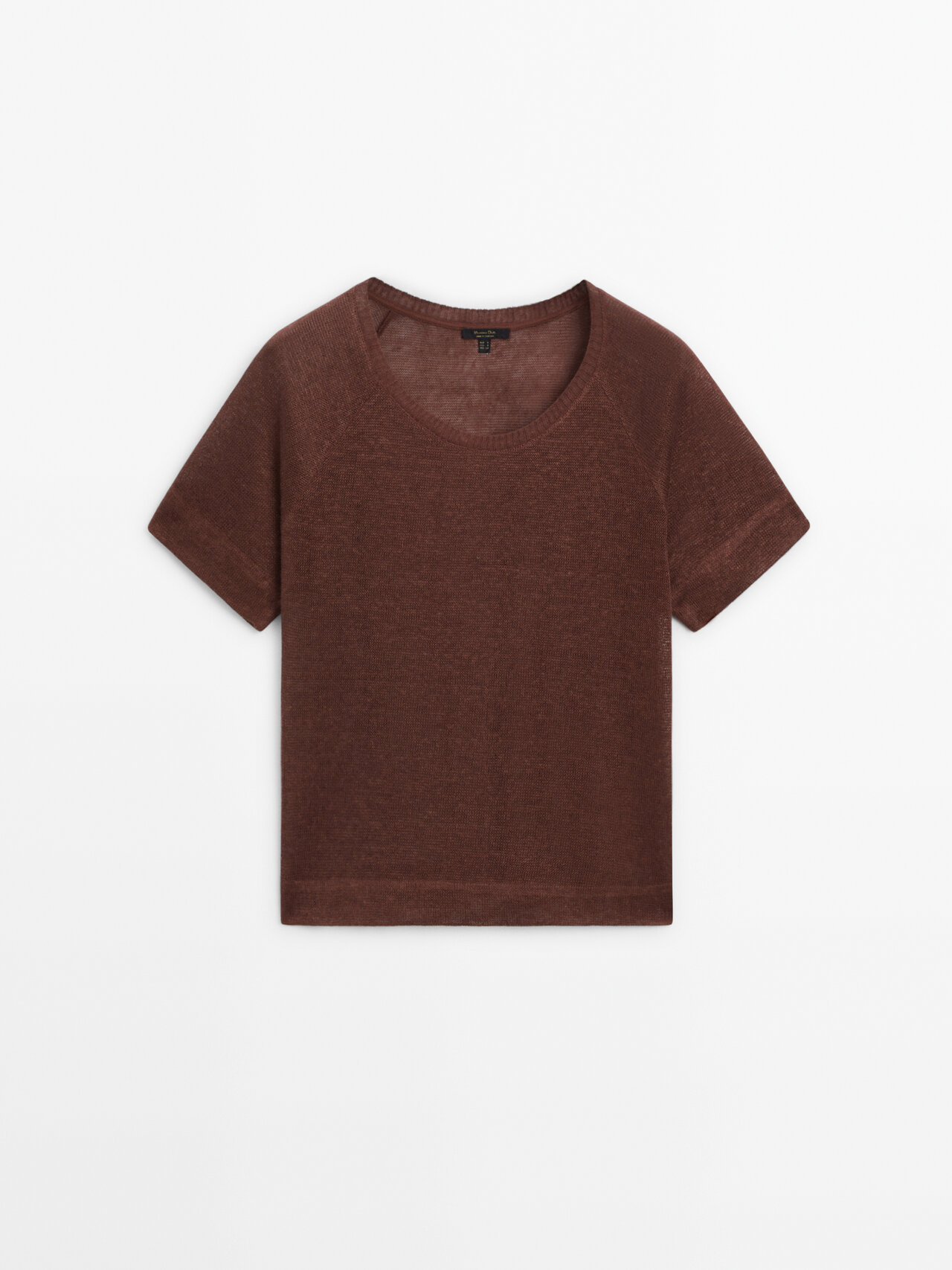 Massimo Dutti Linen T-shirt With Short Raglan Sleeves In Maroon