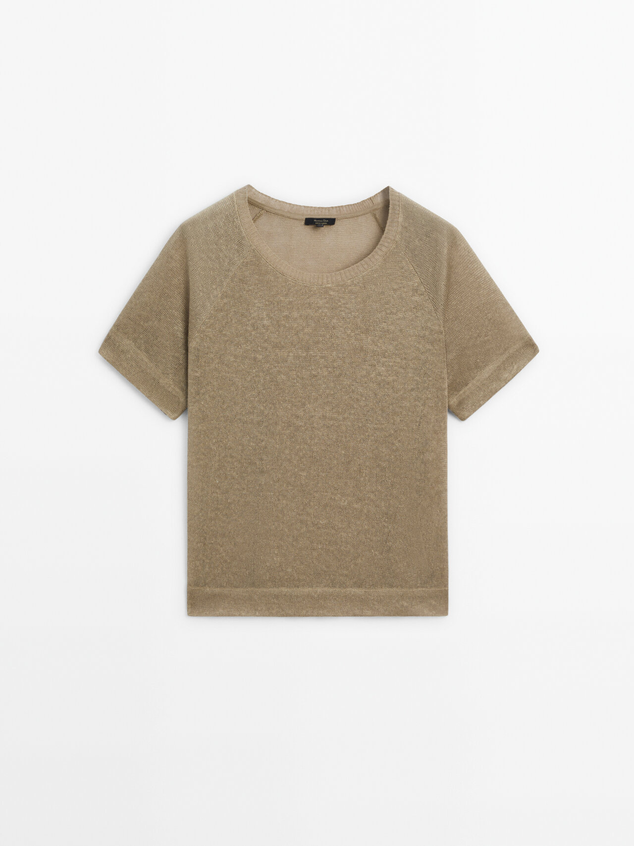 Shop Massimo Dutti Kurzarm-t-shirt Aus Leinen Mit Raglan-ärmeln In Washed