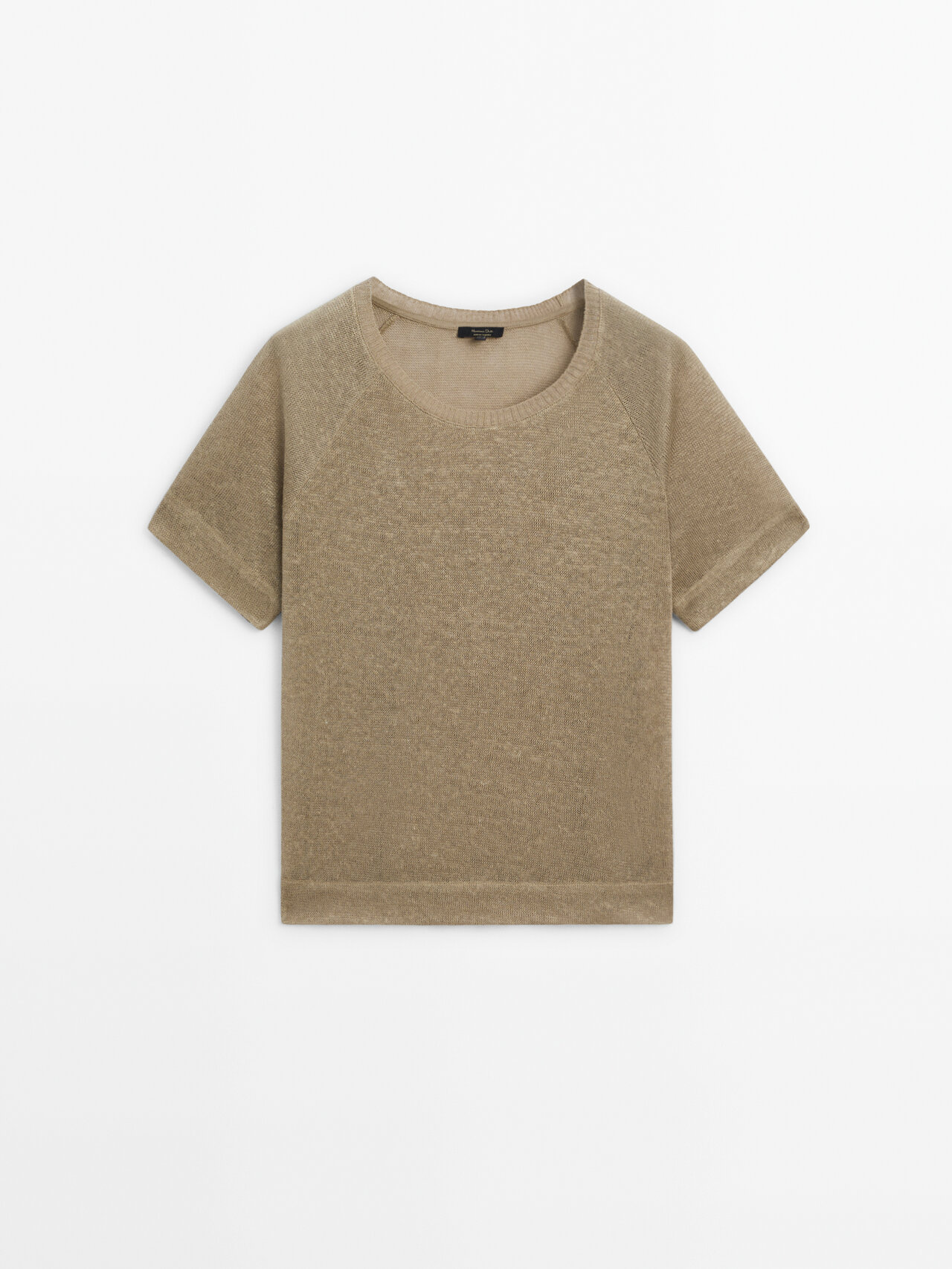 Massimo Dutti Linen T-shirt With Short Raglan Sleeves In Washed