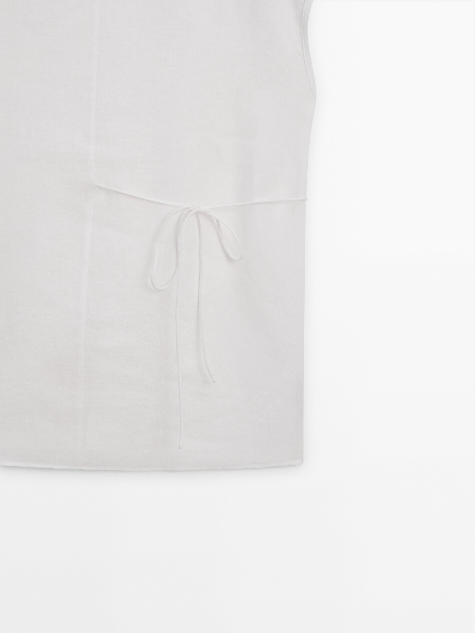 Camiseta manga caída cordones 100% lino