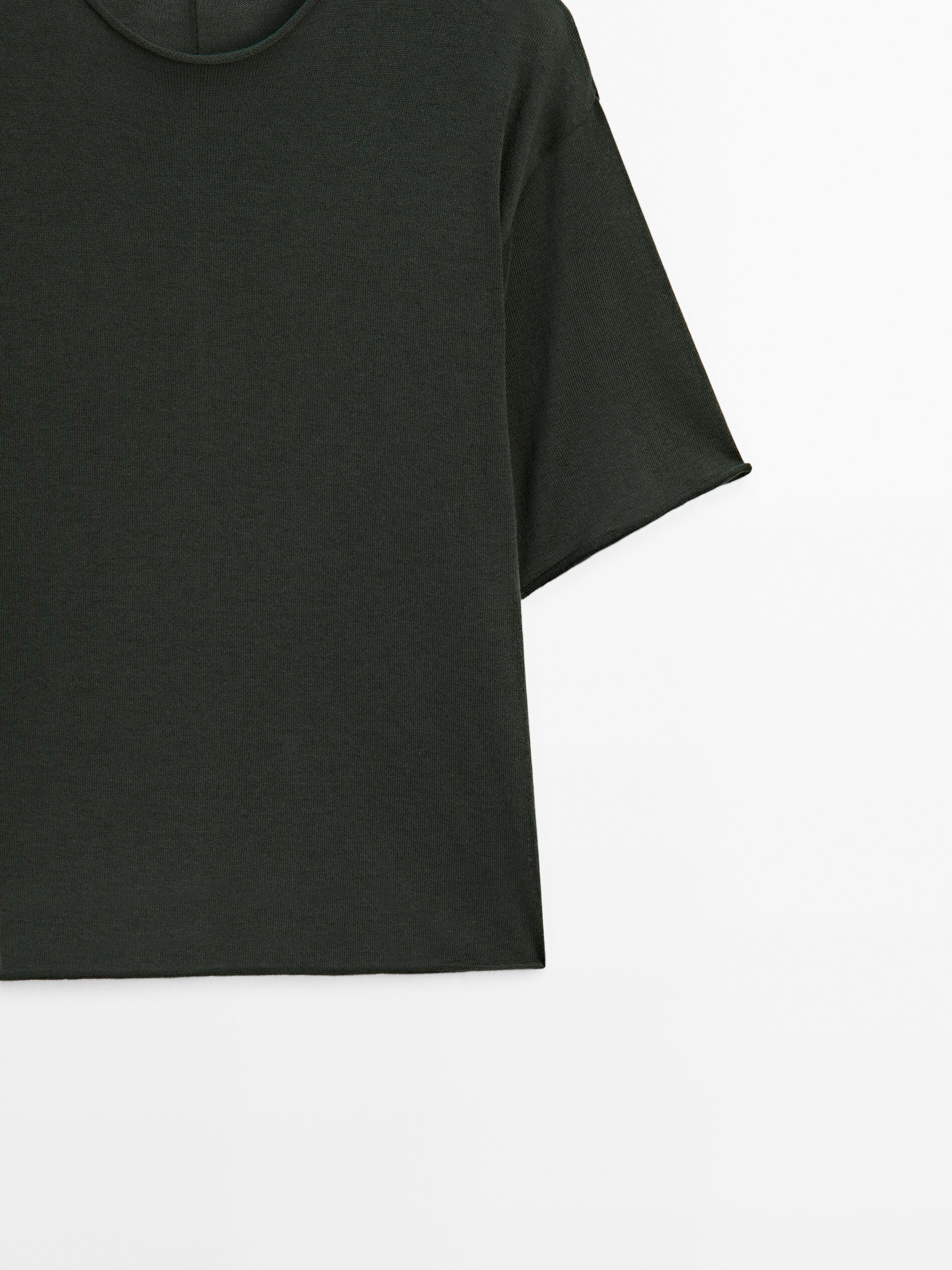 Cotton T-shirt with central seam detail · Dark Green, Red · T