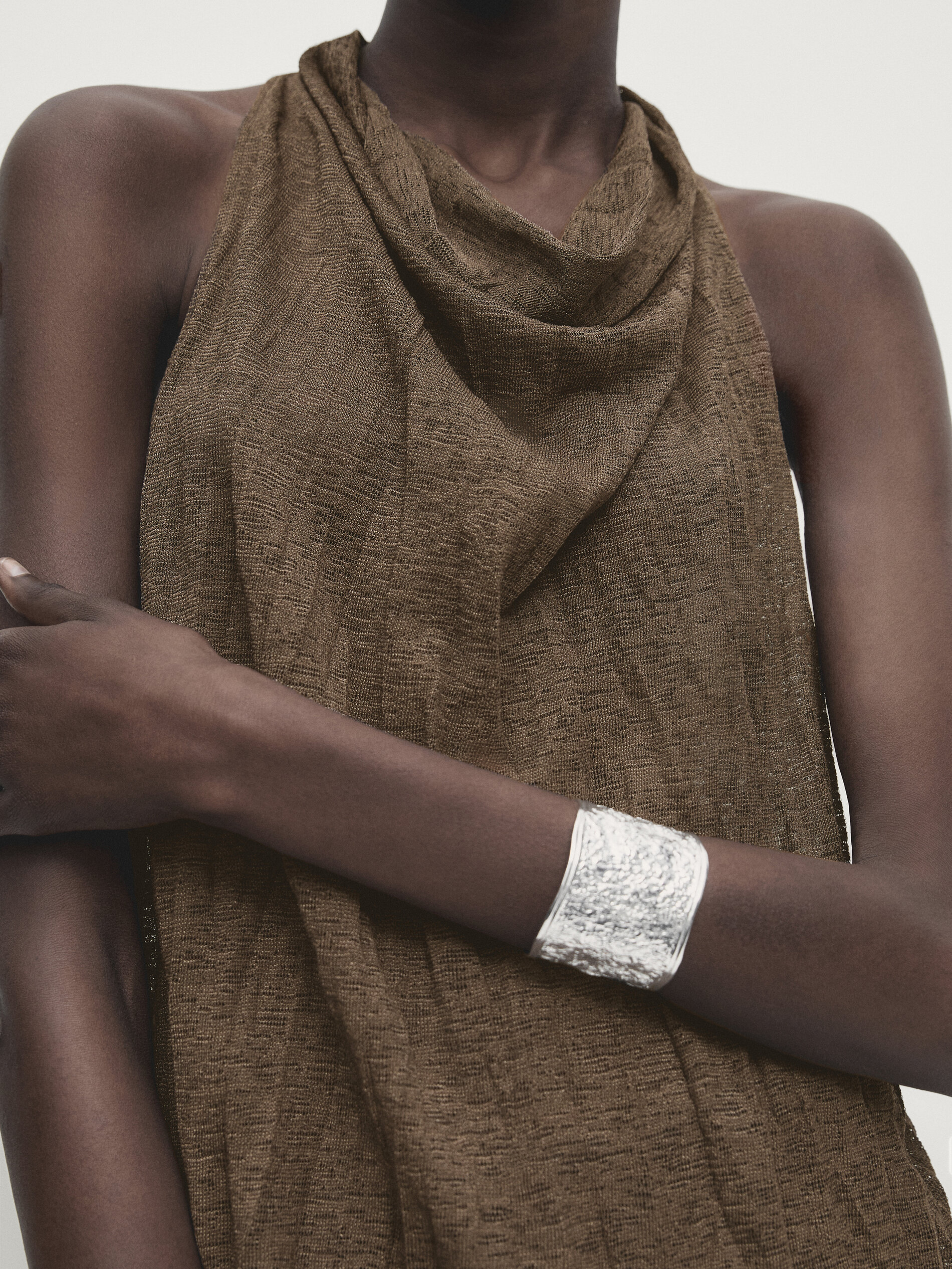 Plissiertes Neckholder-Top · Khaki · T-shirts Und Poloshirts 