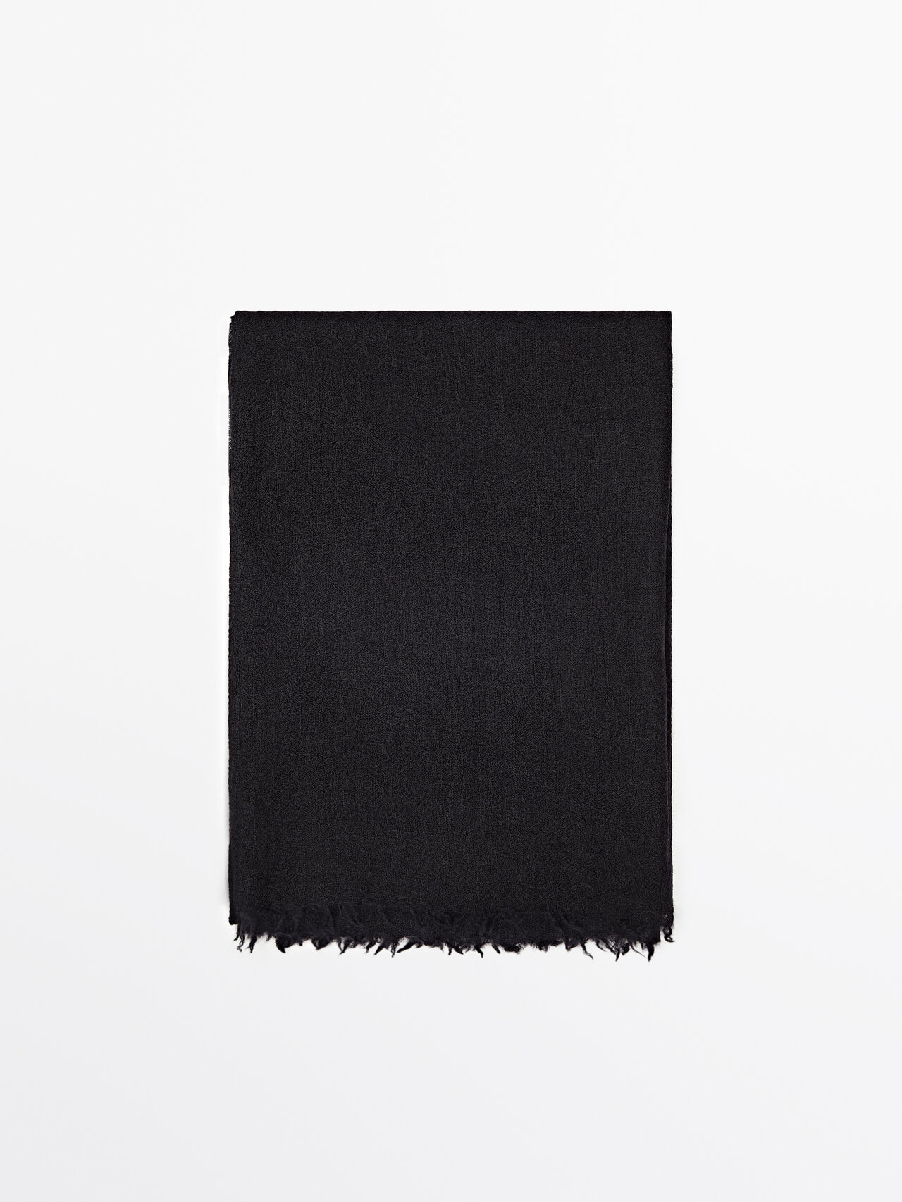 Massimo Dutti 100% Wool Scarf In Black