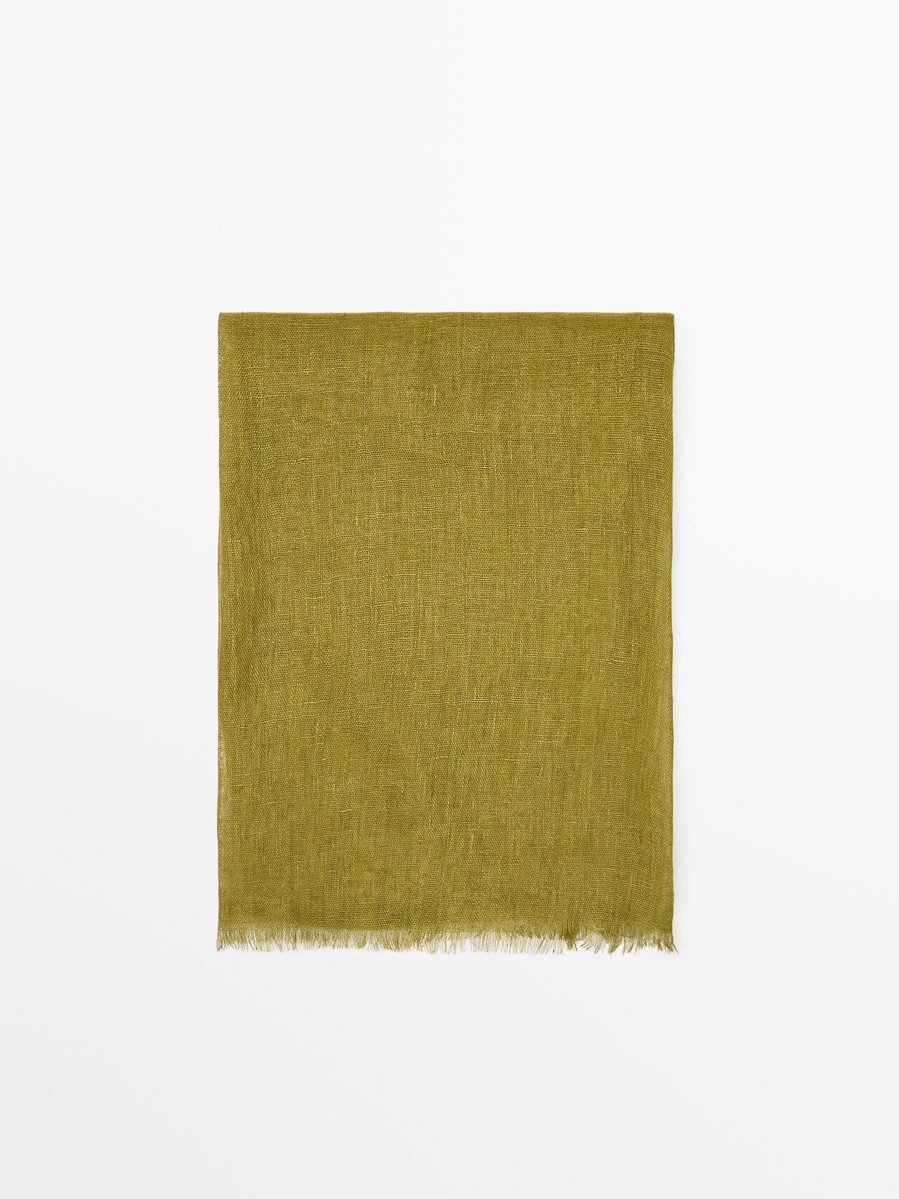 Massimo Dutti 100% Linen Scarf In Green