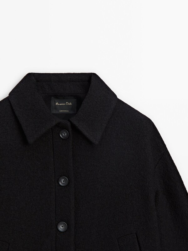 100% wool jacket with buttons · Black · Coats And Jackets | Massimo Dutti