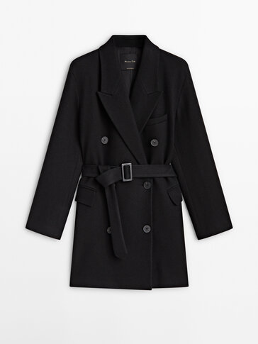 100% wool trench coat with belt