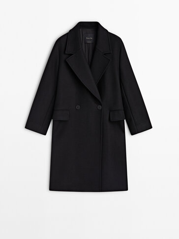 黑色羊毛混紡舒適版大衣