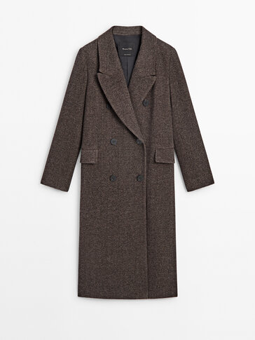 Long herringbone cheap coat