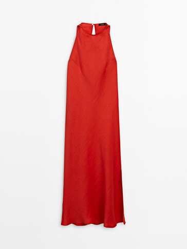 Κόκκινο φόρεμα με λαιμόκοψη halter