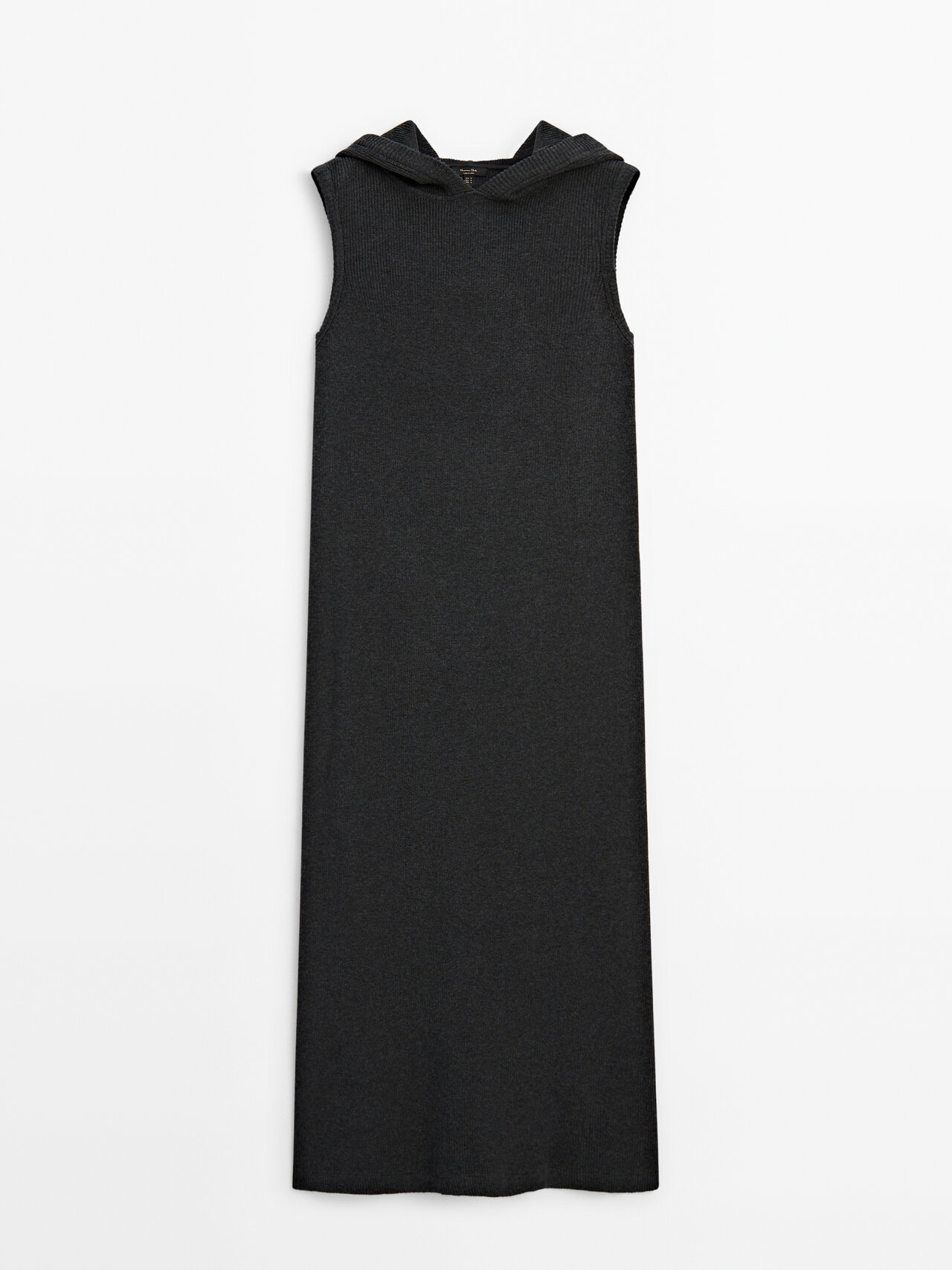 Massimo Dutti Long Sleeveless Cotton Dress With Hood In Grey