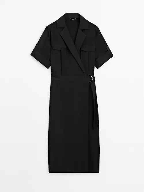 Black Belted Cotton Shirtwaist Dress from Thailand - Street Smarts