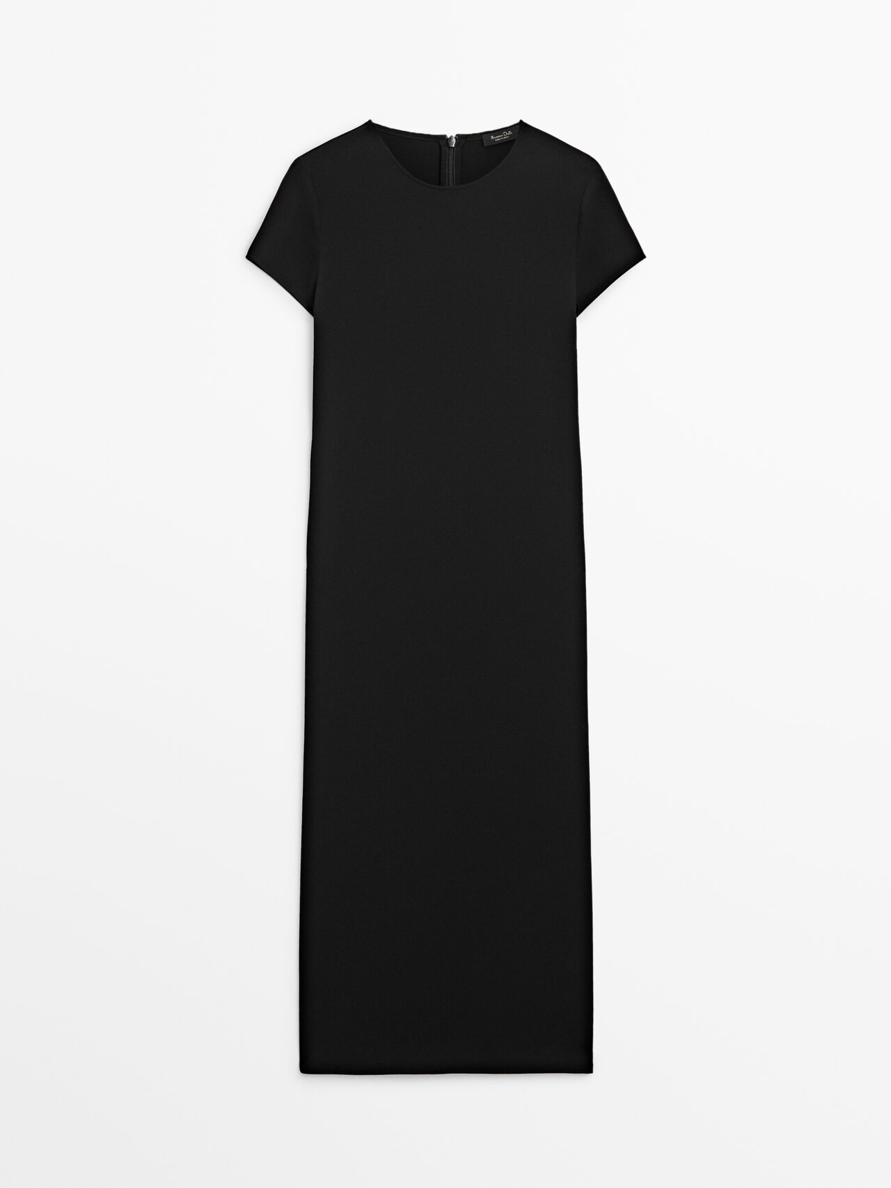 Massimo Dutti Short Sleeve Black Dress In Black