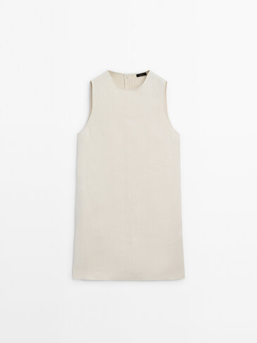 Short sleeveless 100% linen dress
