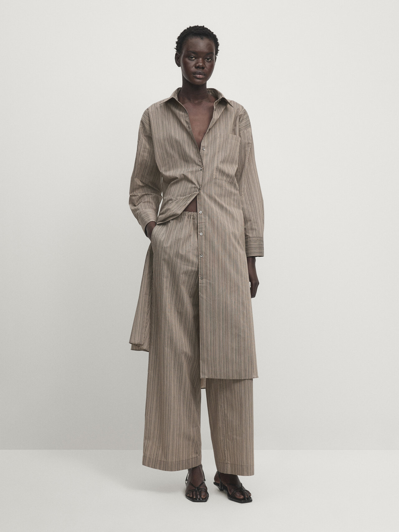 Striped oversize co-ord shirt dress · Beige · Smart / Dresses And 