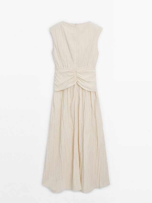 Pleated dress with corset belt detail · Cream · Smart / Dresses And ...