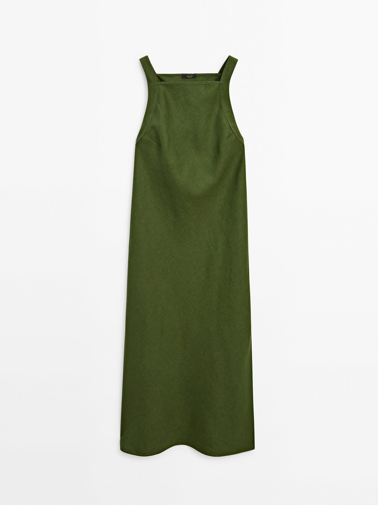 Shop Massimo Dutti Linen Halter Dress In Green