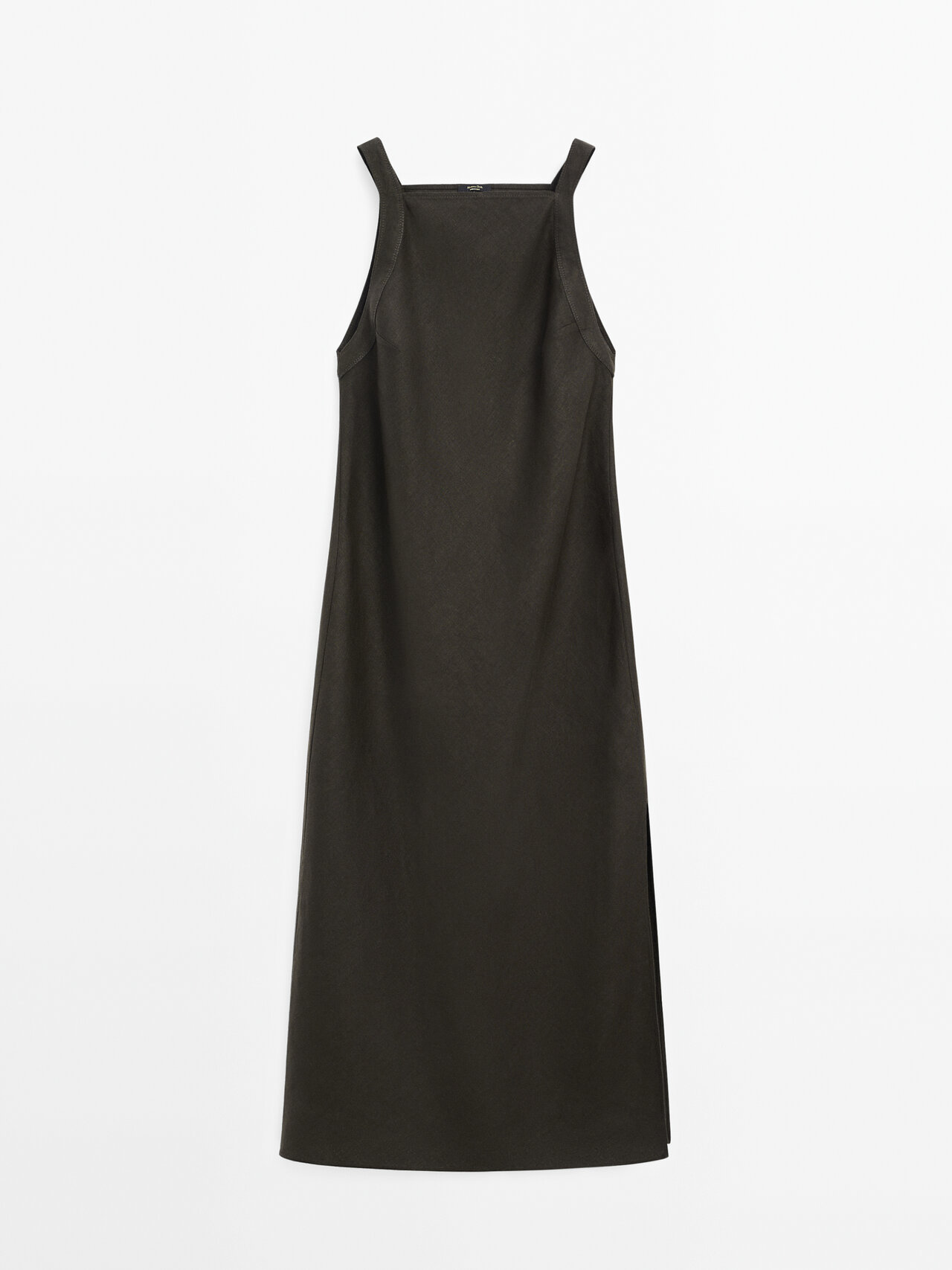 Massimo Dutti Linen Halter Dress In Washed