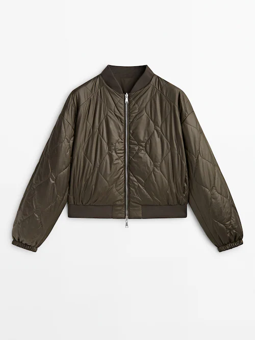 Reversible bomber jacket with toiletry-bag · Khaki, Black · Coats And  Jackets