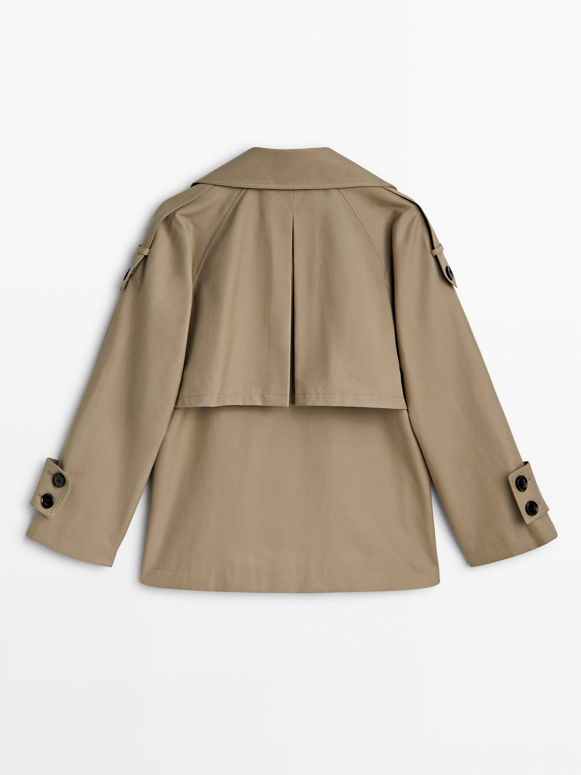 Cropped trench coat with cuff detail · Camel, Navy Blue · Coats