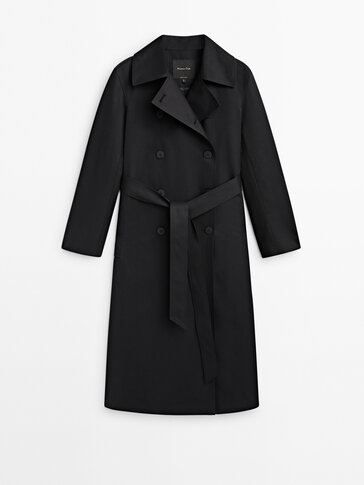 Black belted trench coat - Massimo Dutti Canada