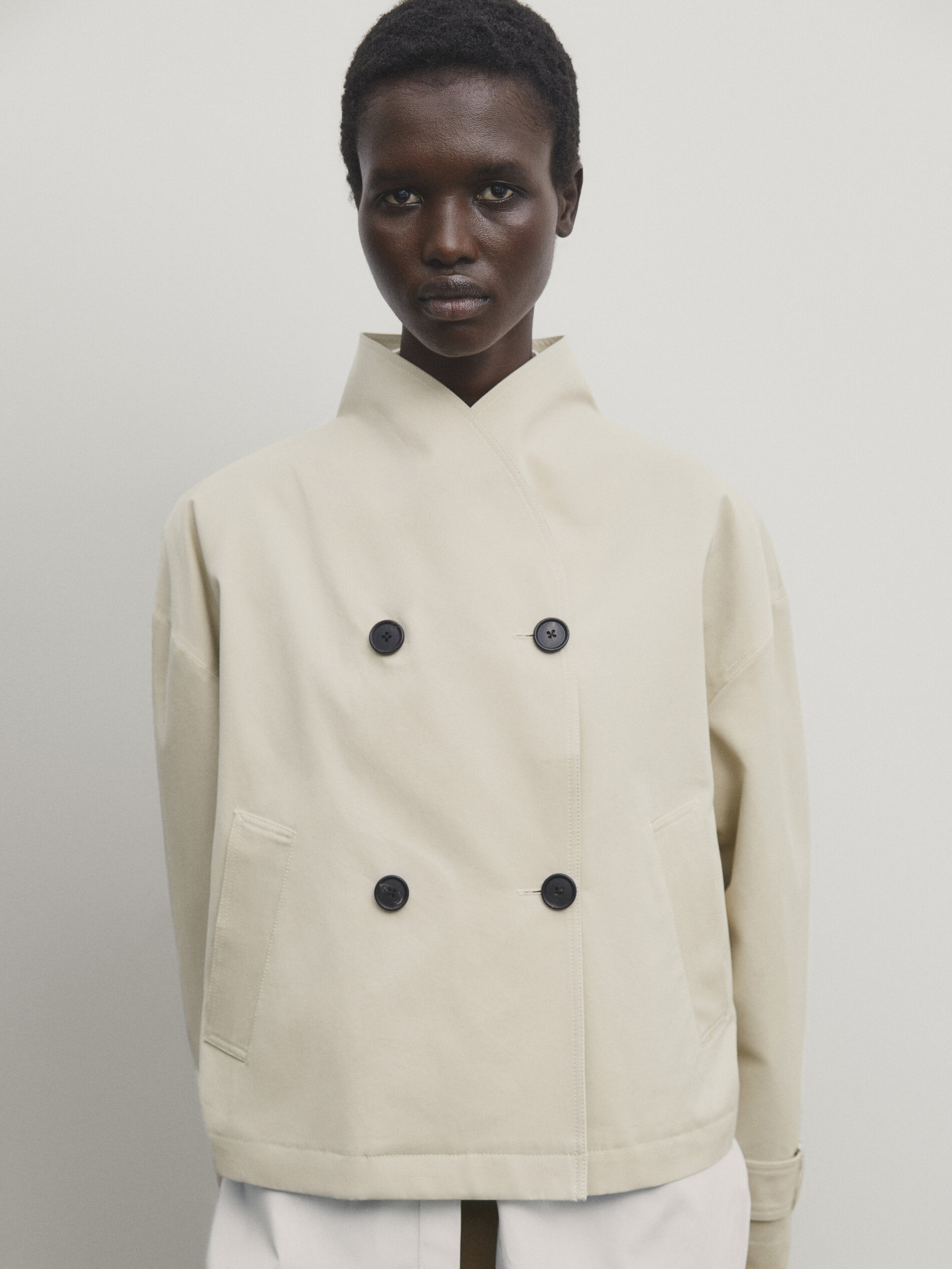 Puffer coat with wraparound 2024 collar