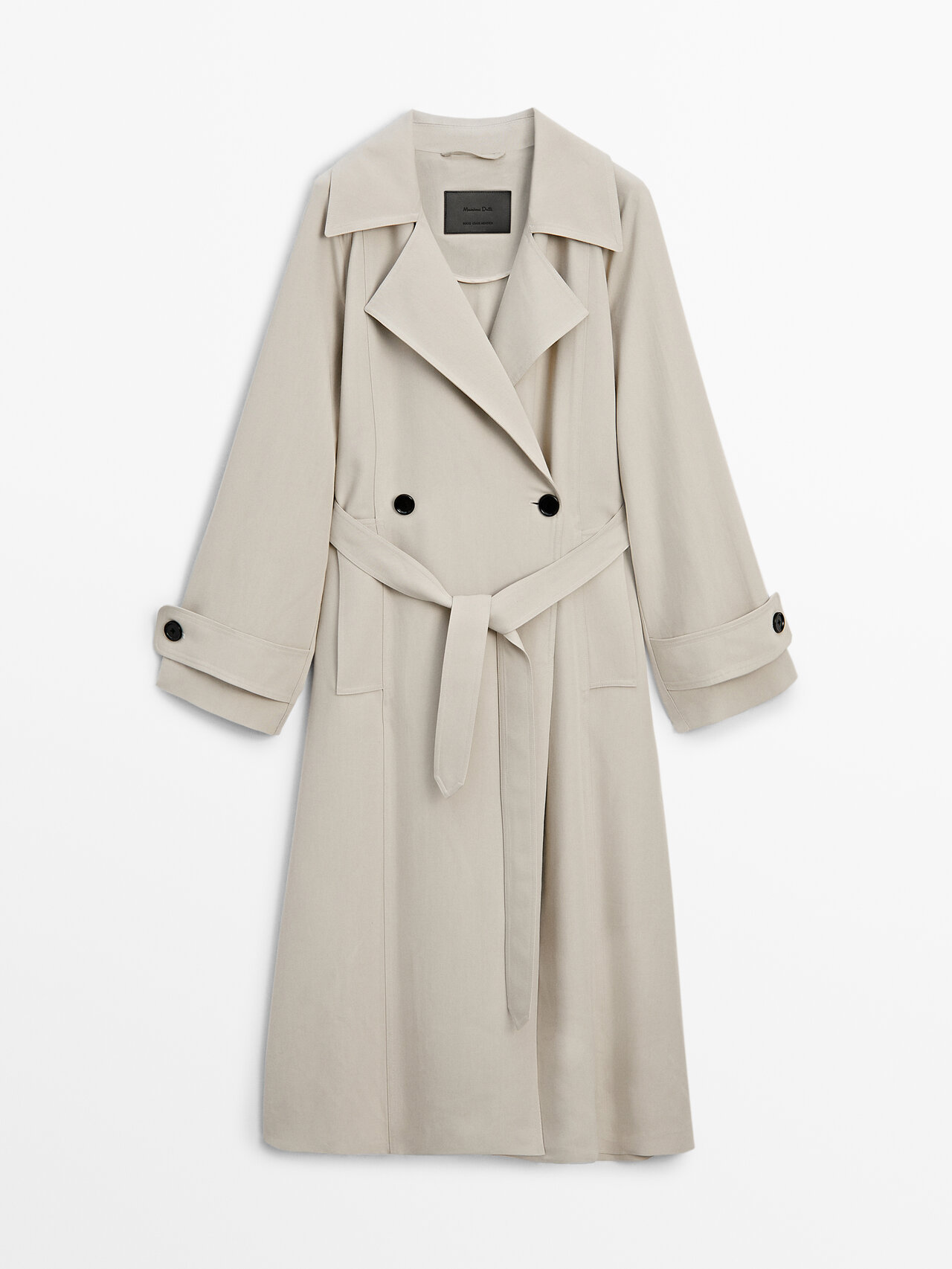 Shop Massimo Dutti Loose-fitting Trench Coat With Belt In Cream