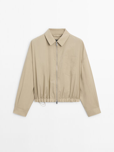 Paper touch jacket with pocket · Beige, Cream · Coats And Jackets