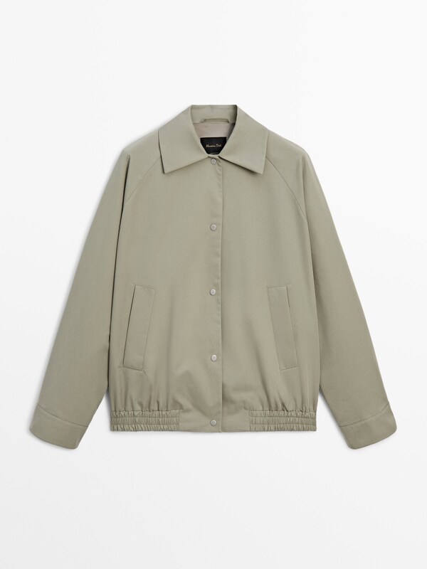 Bomber jacket with snap buttons · Pale Green · Coats And Jackets ...
