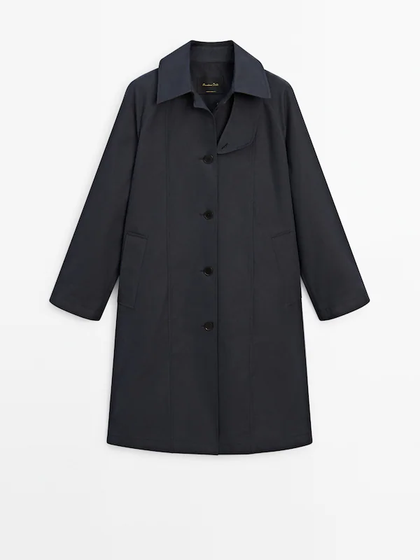 Navy blue cotton blend trench coat · Navy Blue · Coats And Jackets ...