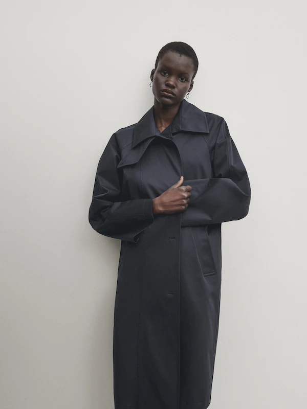 Navy blue cotton blend trench coat · Navy Blue · Coats And Jackets ...