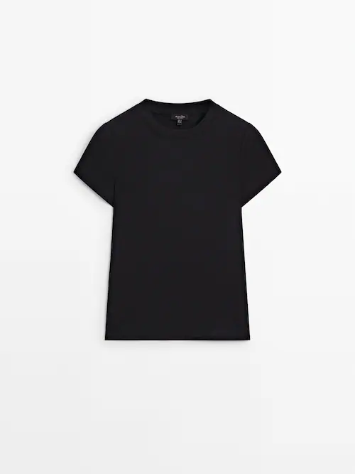 Ribbed Crew Neck T-shirt - Black