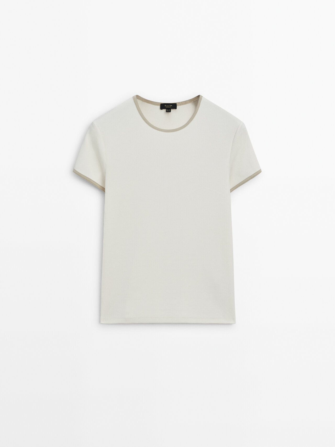 Massimo Dutti Short Sleeve Contrast T-shirt In Cream