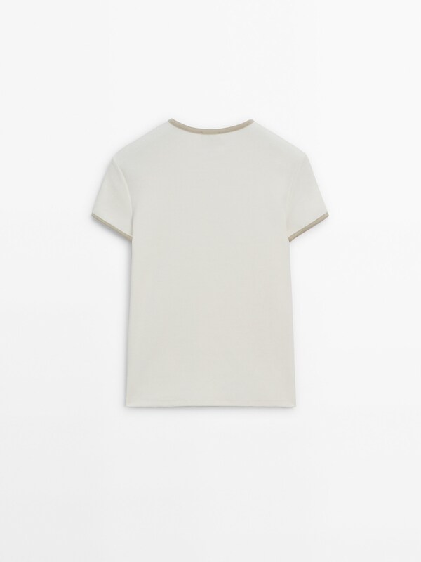 Short sleeve contrast T-shirt · Cream, Stone · T-shirts And Polo Shirts ...