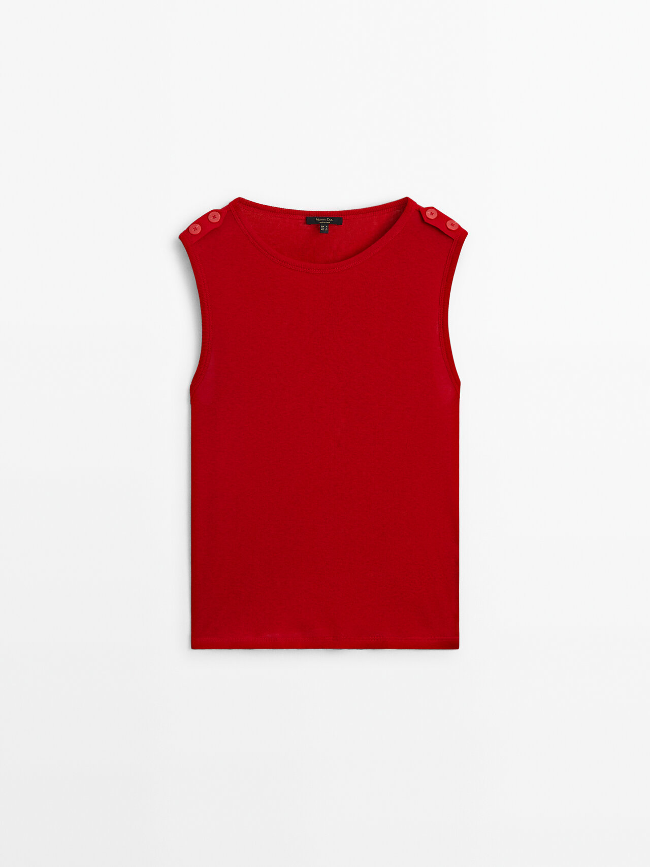 Massimo Dutti Cotton Blend T-shirt With Shoulder Buttons In Red