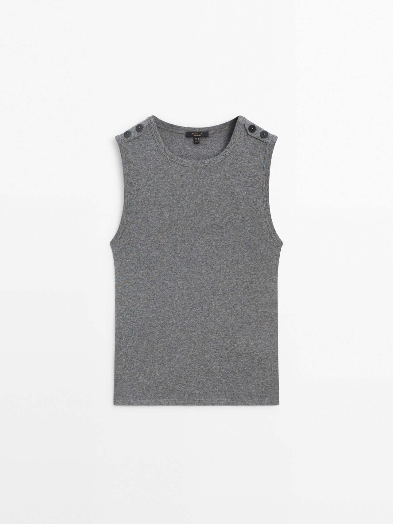Massimo Dutti Cotton Blend T-shirt With Shoulder Buttons In Grey
