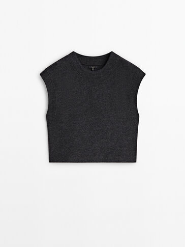 Felted wool blend T-shirt with drop sleeves