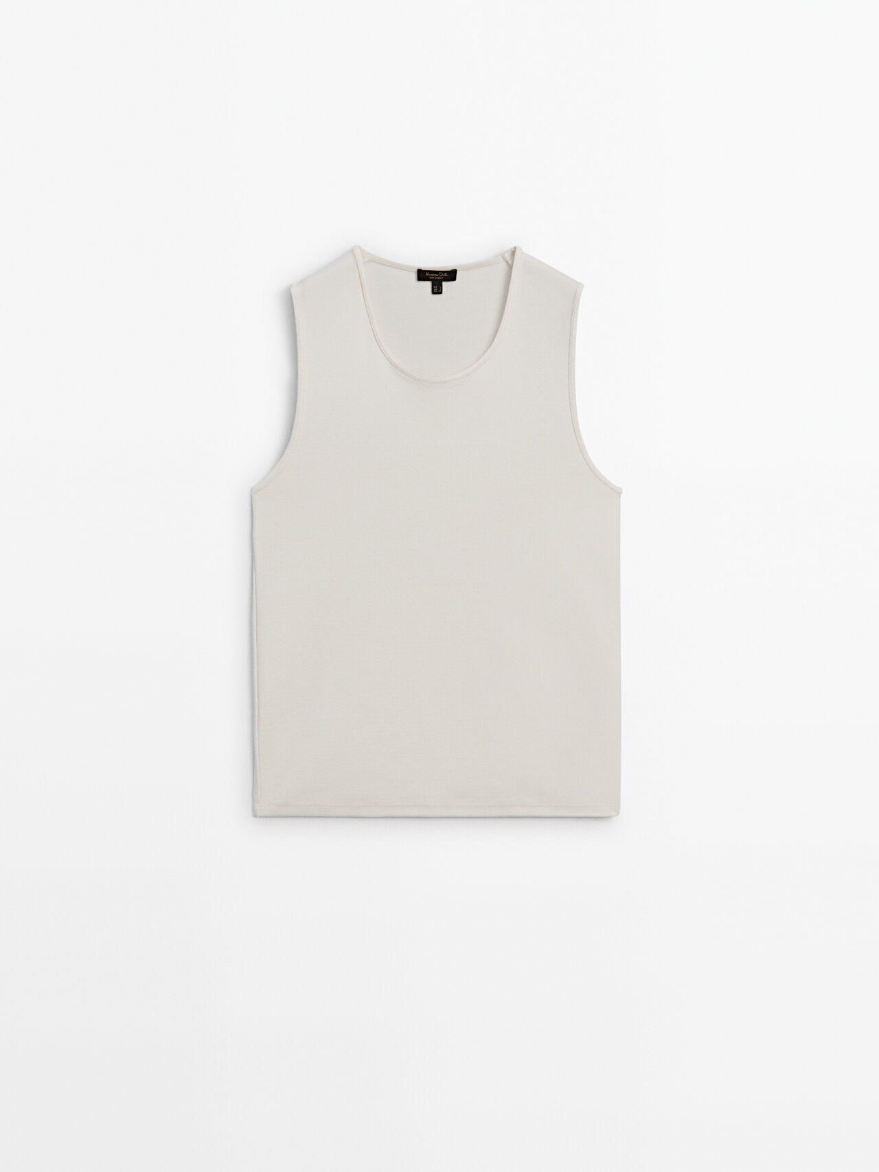 Massimo Dutti Fitted Cotton Blend Tank Top In Cream