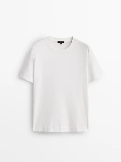 T-shirt en coton à manches courtes · Cru, Noir, Gris Anthracite · T-shirts  Et Polos