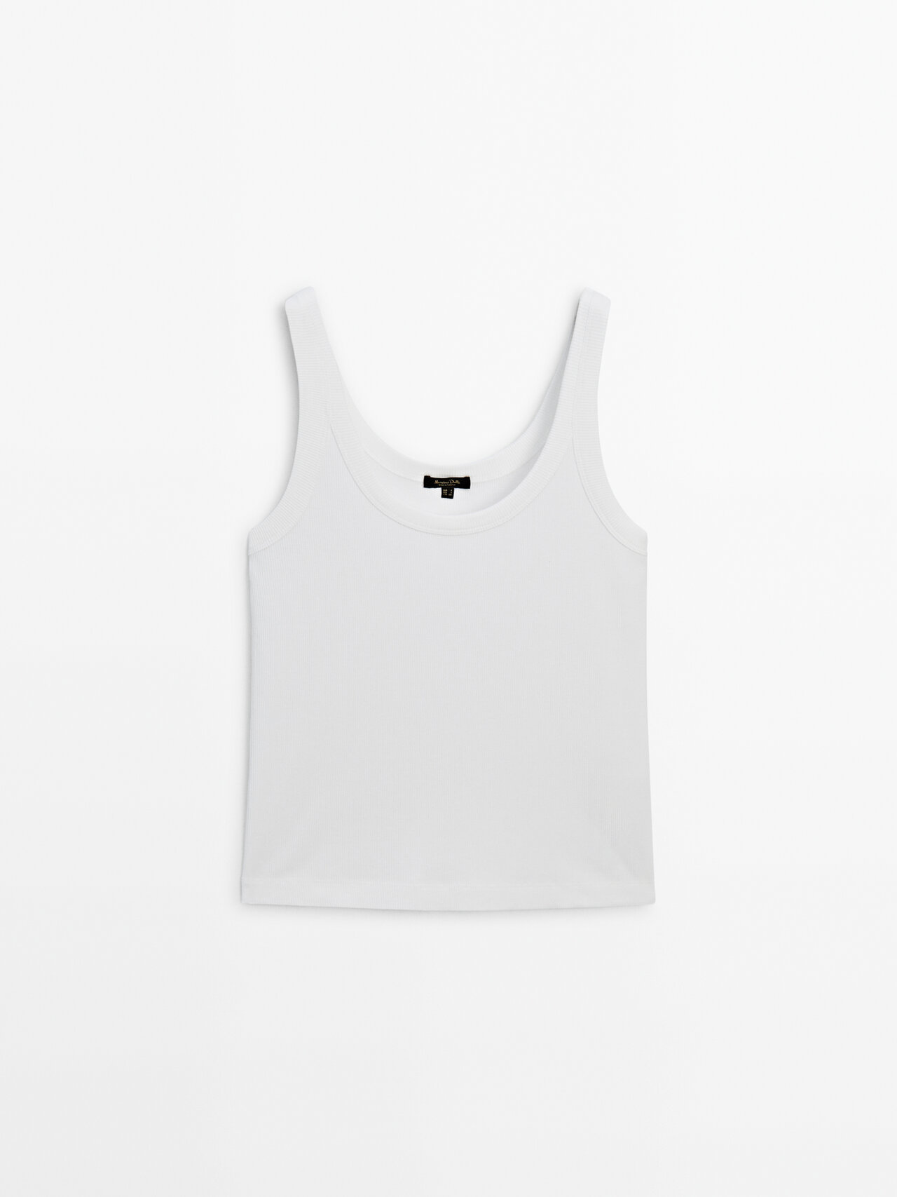 Massimo Dutti Ribbed Sleeveless T-shirt In White