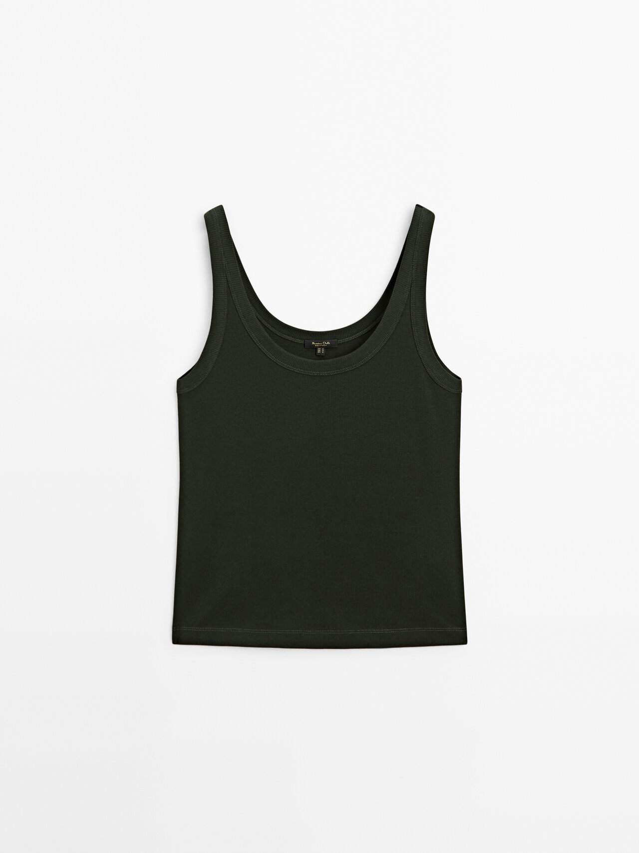 Massimo Dutti Ribbed Sleeveless T-shirt In Dark Green
