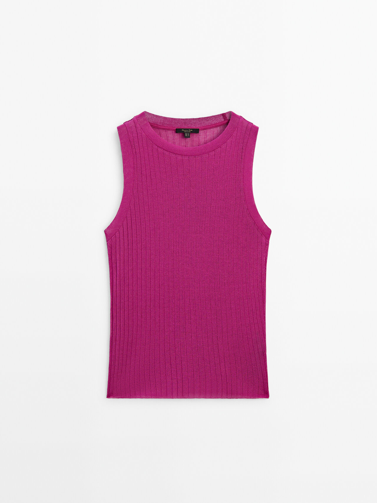 Massimo Dutti Sleeveless Open-knit Top In Fuchsia