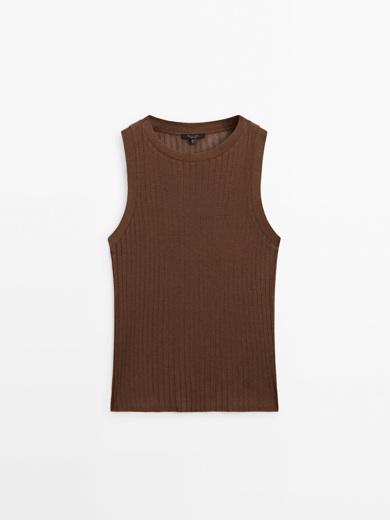 Shop Massimo Dutti Sleeveless Open-knit Top In Brown