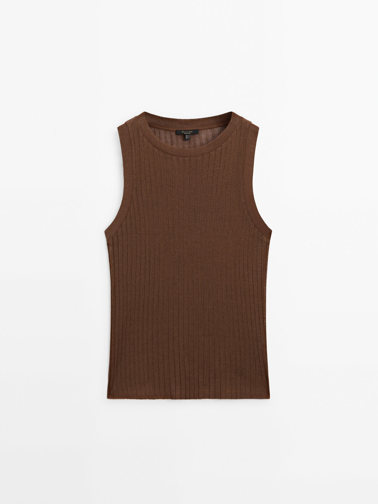 Massimo Dutti Sleeveless Open-knit Top In Brown