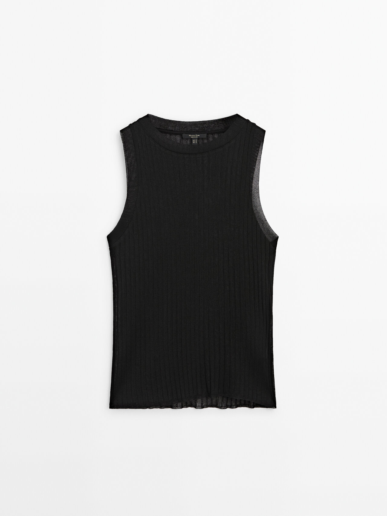 Massimo Dutti Sleeveless Open-knit Top In Black