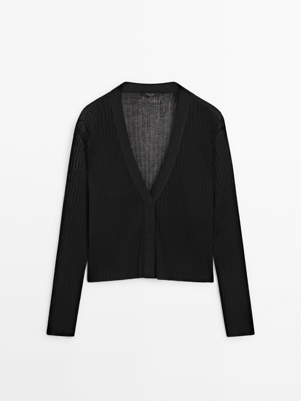 Shop Massimo Dutti V-neck Open-knit Cardigan In Black