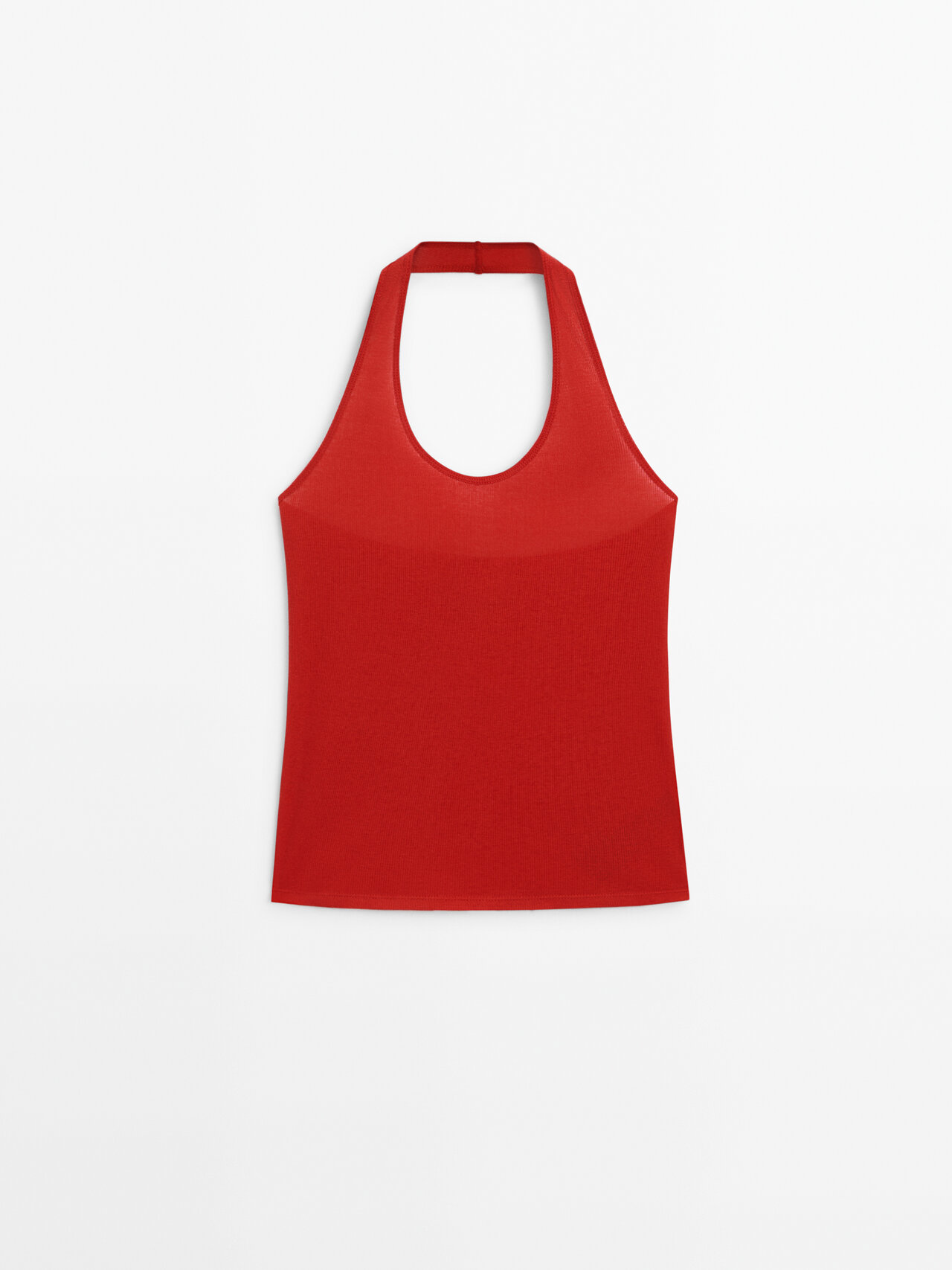 Massimo Dutti Strappy Halterneck Top In Red